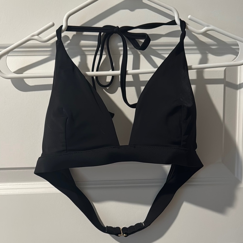 Chic Black Bikini Top with Gold Accent